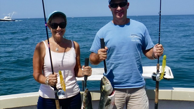 Happy anglers with some nice bluefish