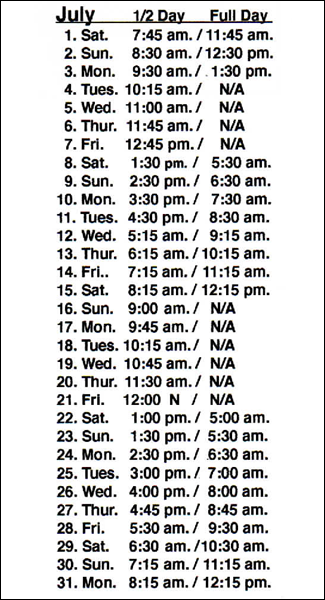 Stunmai II July 2023 Sailing Schedule